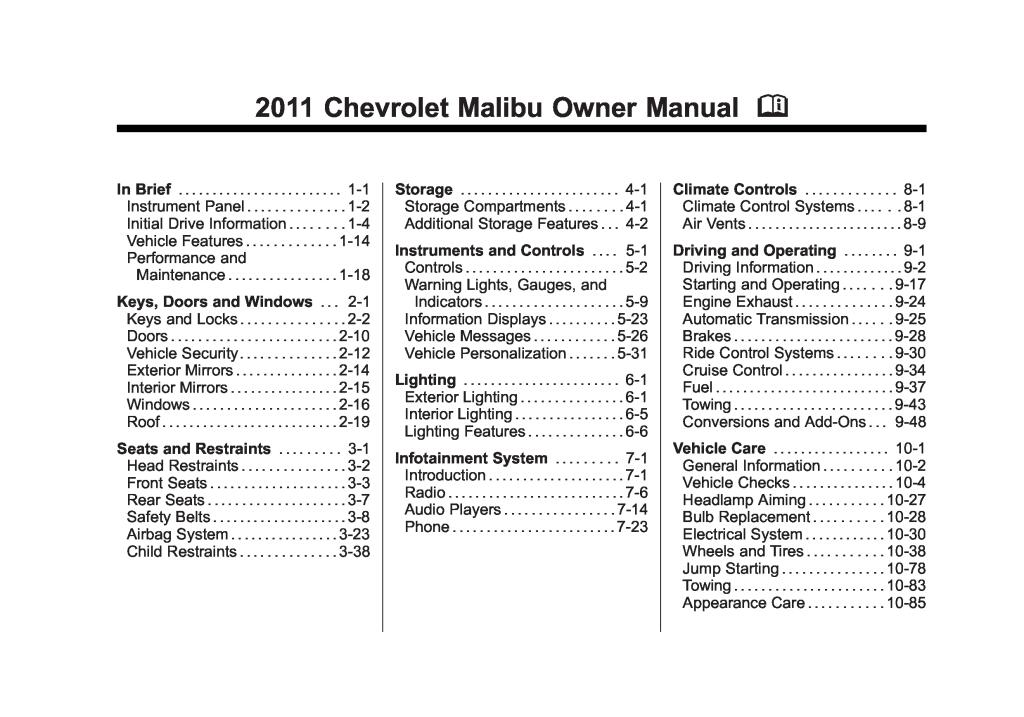 Chevy Malibu 2011 Manual Pdf - Chevrolet Malibu Wikipedia - How to